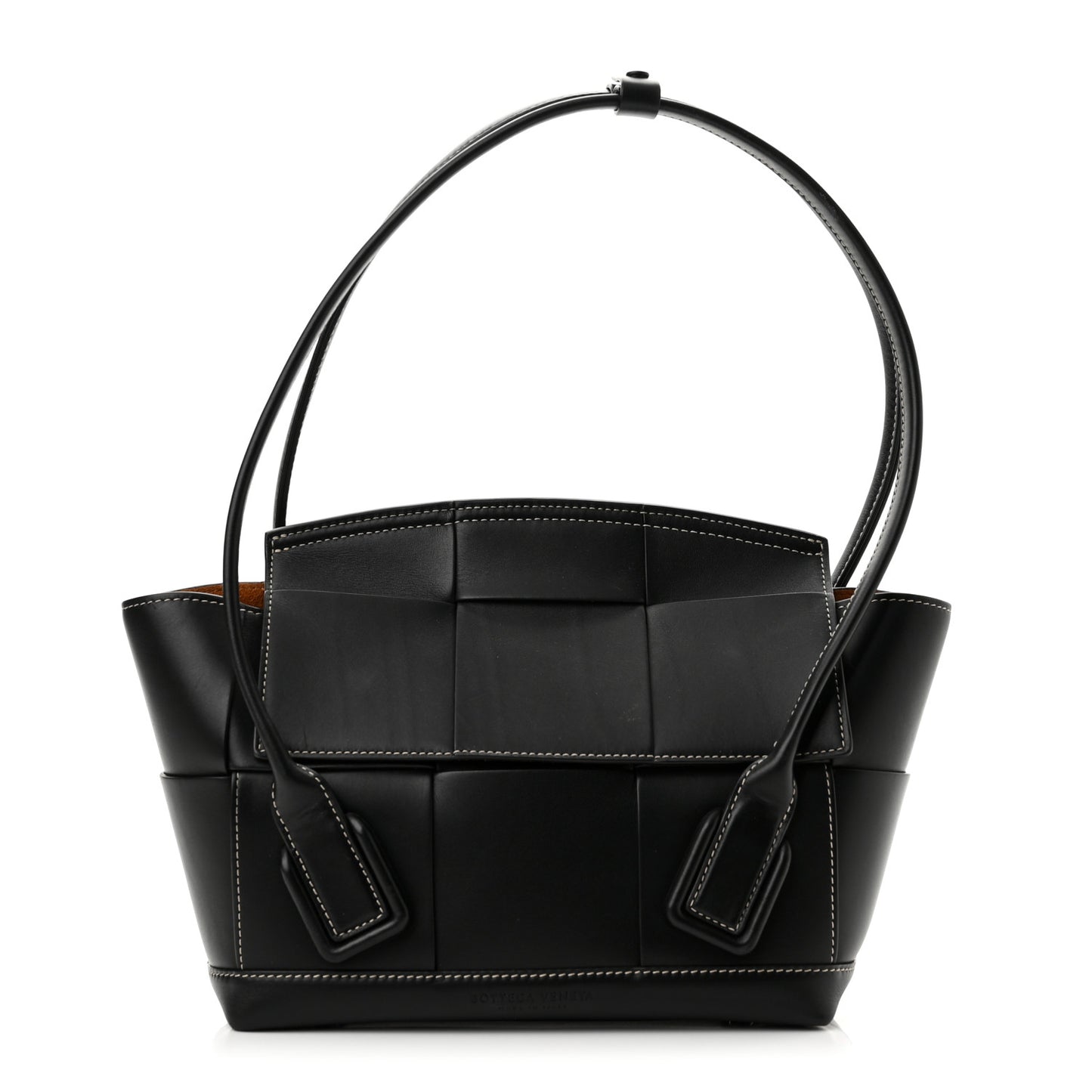 French Calfskin Maxi Intrecciato Small Arco Black