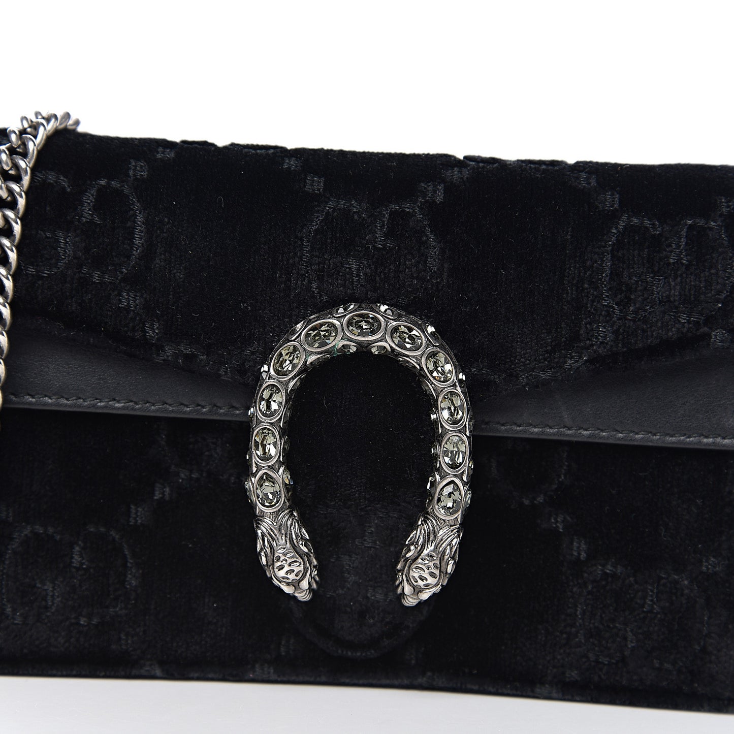 Velvet GG Monogram Super Mini Dionysus Shoulder Bag Black