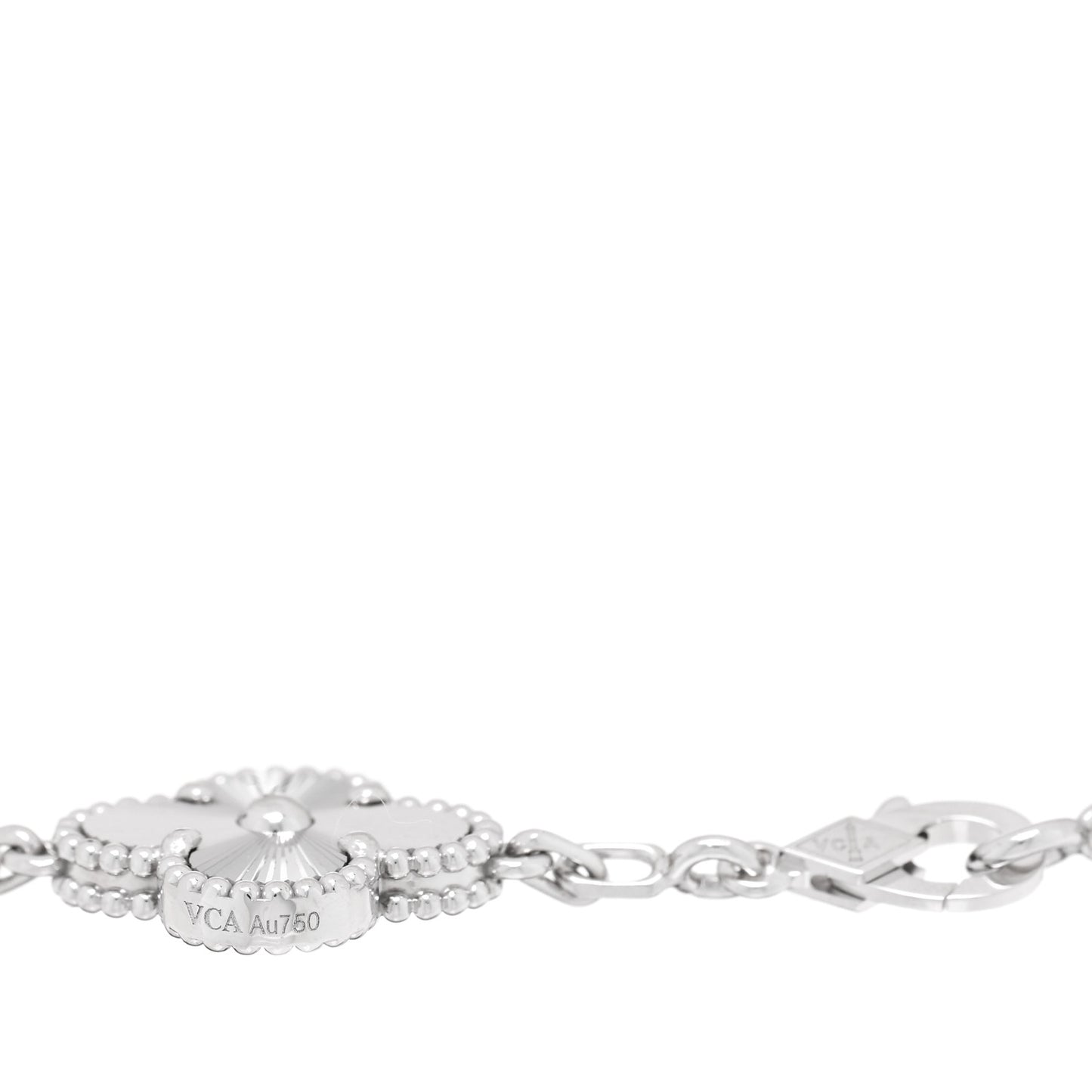 18K White Gold 5 Motifs Guilloche Vintage Alhambra Bracelet
