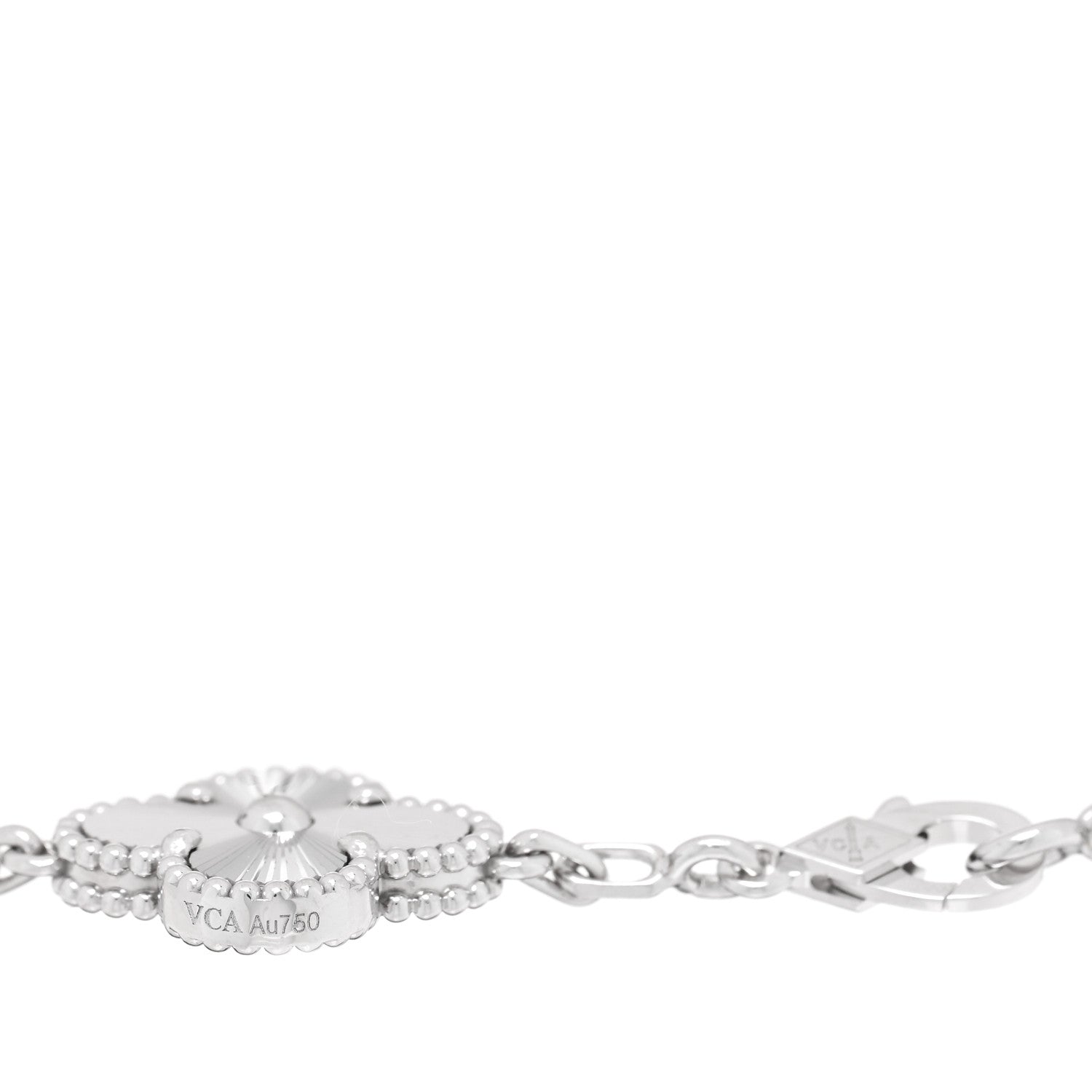 Van Cleef & Arpels 18K White Gold 5 Motifs Guilloche Vintage Alhambra Bracelet 3 of 4