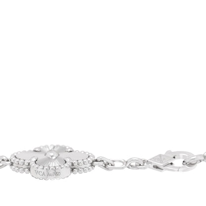 Van Cleef & Arpels 18K White Gold 5 Motifs Guilloche Vintage Alhambra Bracelet 3 of 4