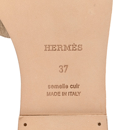 Hermes Suede Goatskin Oran Sandals 37 Beige Sable 6 of 9