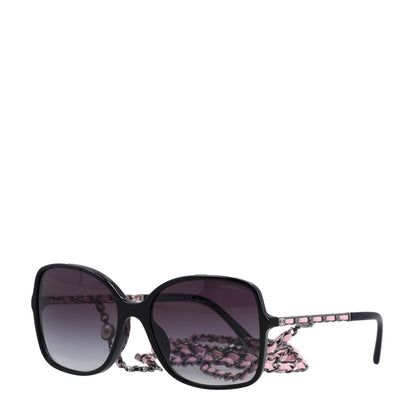 Chanel Acetate Metal Lambskin Square Chain Sunglasses 5210-Q-A Black Pink 1 of 8