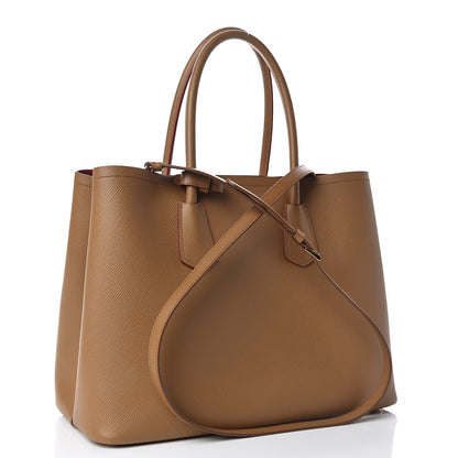 Prada Saffiano Cuir Large Double Bag Caramel Fuoco 3 of 13