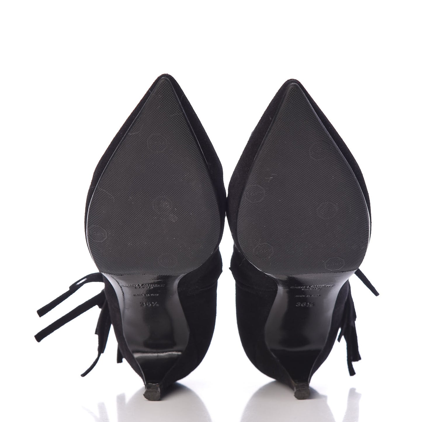 Suede Fringe Cat Ankle Boots 36.5 Black