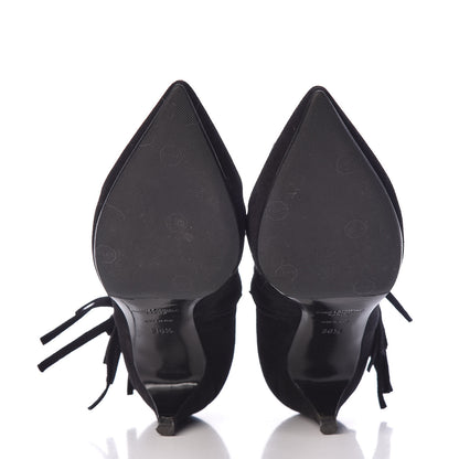 Saint Laurent Suede Fringe Cat Ankle Boots 36.5 Black 7 of 12