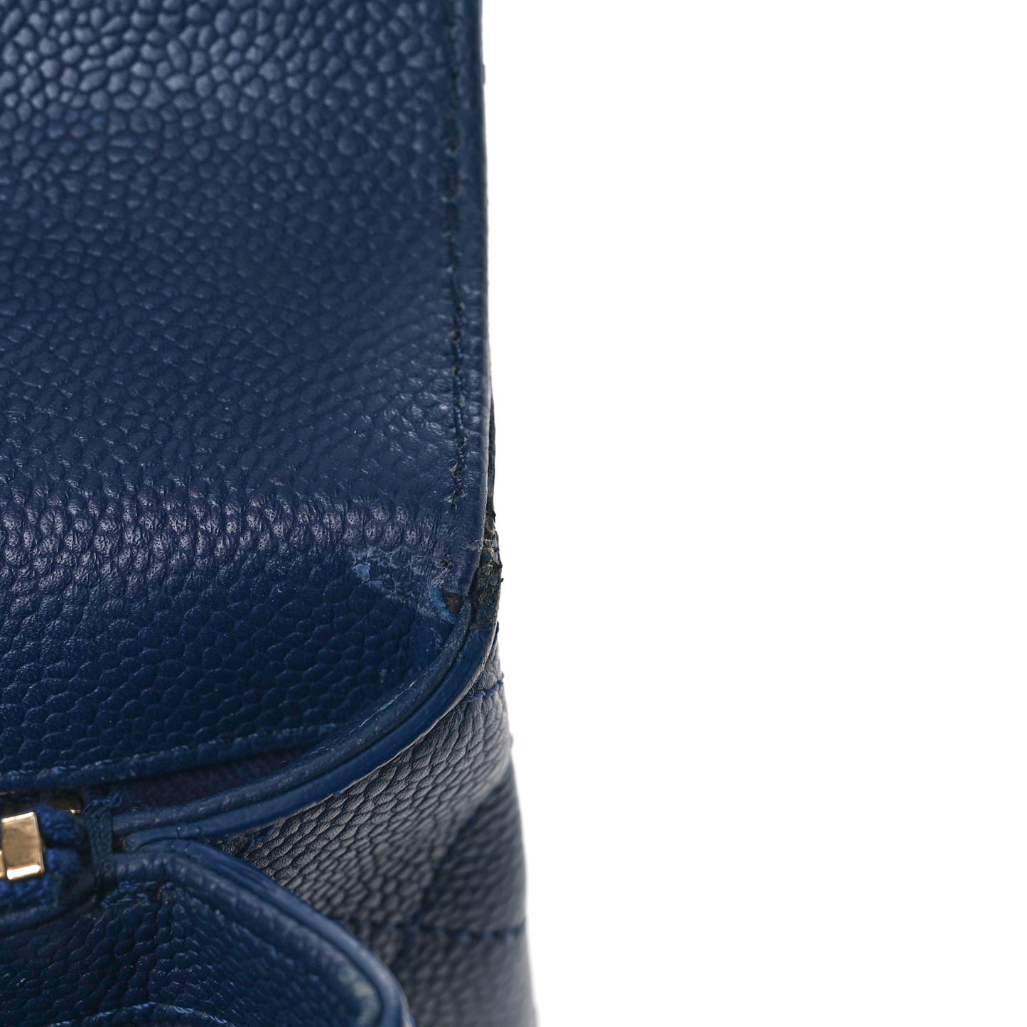 Caviar Diamond Stitched Small Top Handle Flap Blue