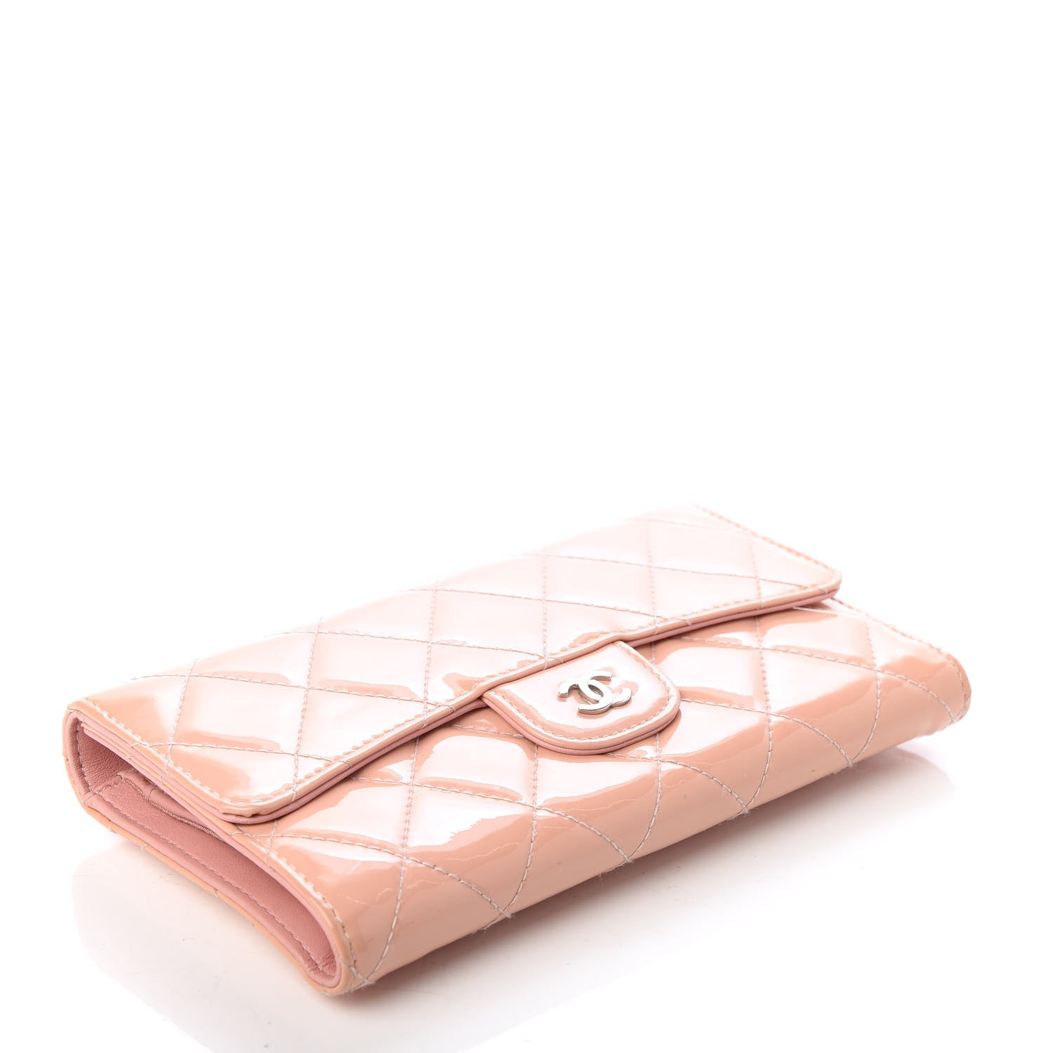 Chanel Patent Quilted Large Flap Wallet Pink 4 of 10