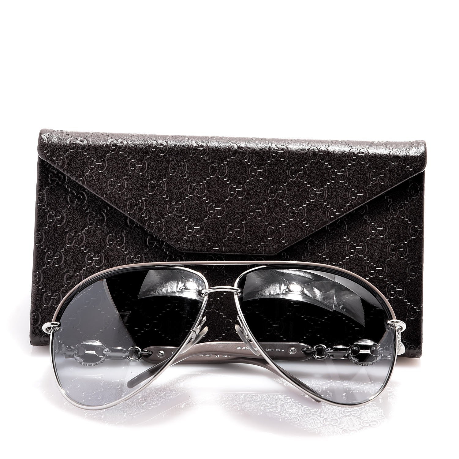 Gucci Crystal Marina Chain Aviator Sunglasses 4230/S Grey 7 of 7