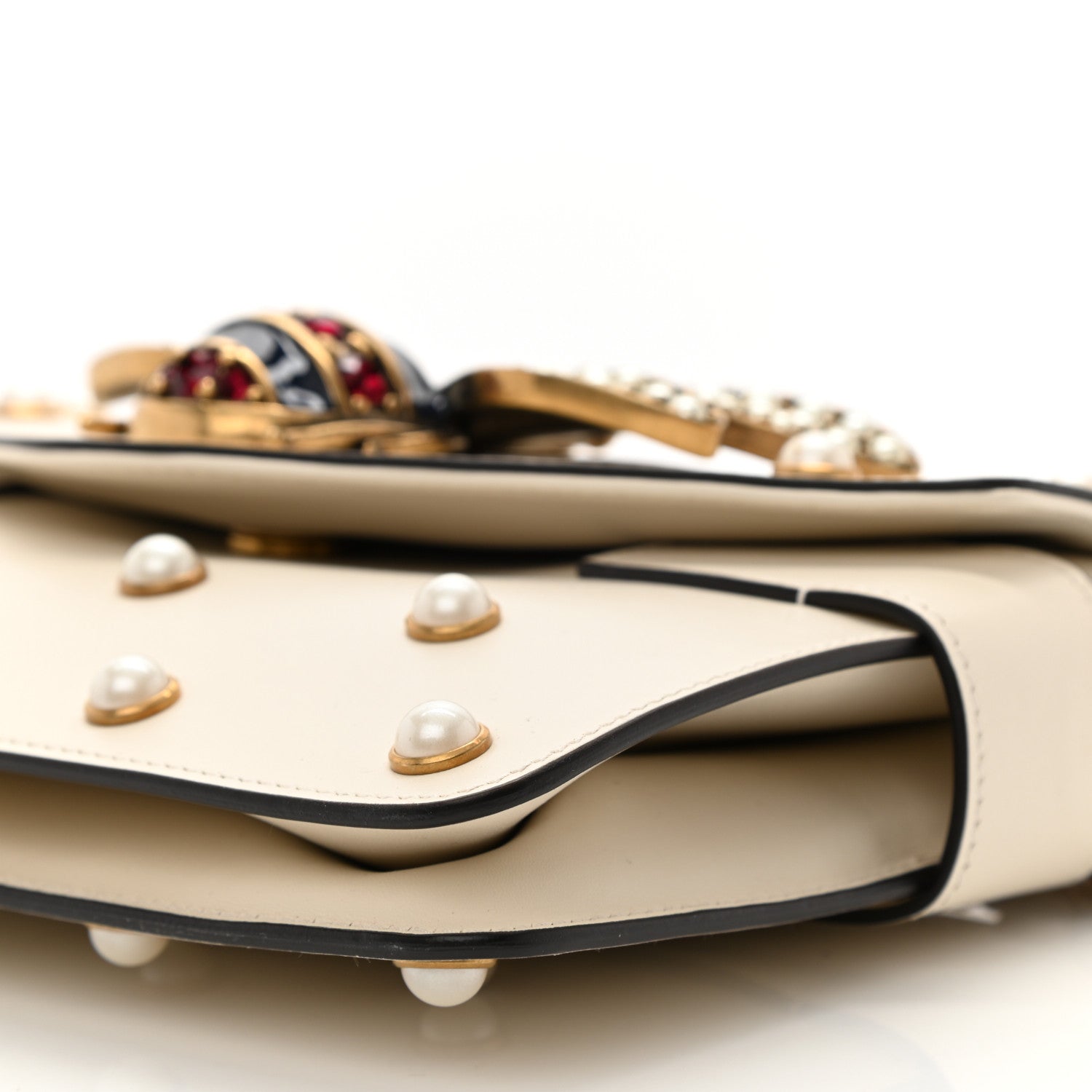 Gucci Nappa Pearl Studded Mini Queen Margaret Broadway Shoulder Bag Mystic White 9 of 9