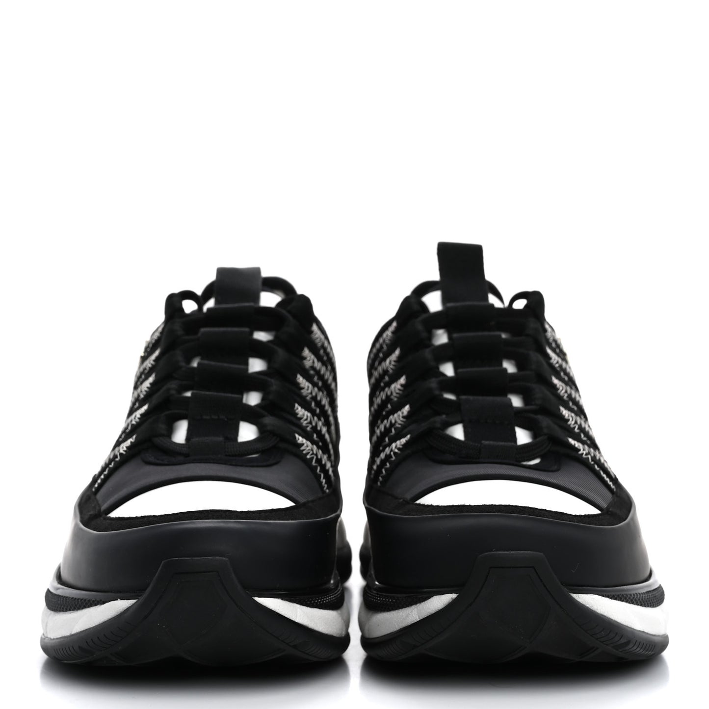 Mixed Fibers Suede Calfskin CC Sneakers 36 White Black