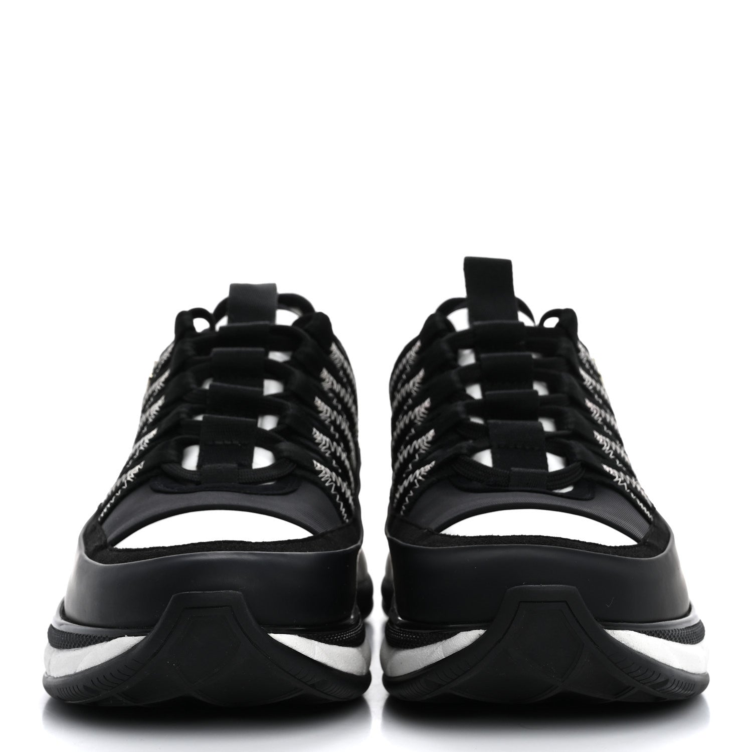 Chanel Mixed Fibers Suede Calfskin CC Sneakers 36 White Black 3 of 10