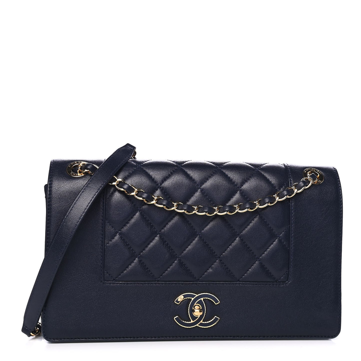 Sheepskin Quilted Vintage Mademoiselle Flap Dark Navy