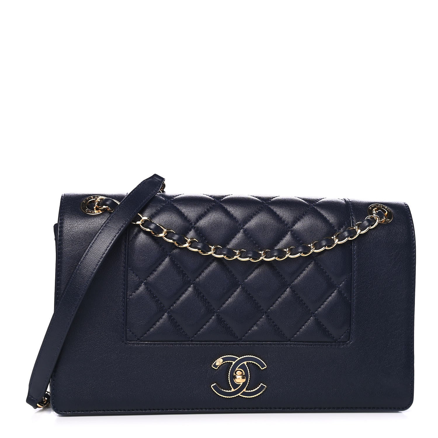 Chanel Sheepskin Quilted Vintage Mademoiselle Flap Dark Navy 1 of 4
