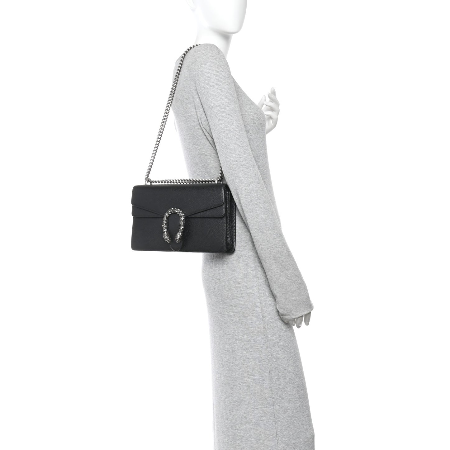 Pebbled Calfskin Small Dionysus Shoulder Bag Black