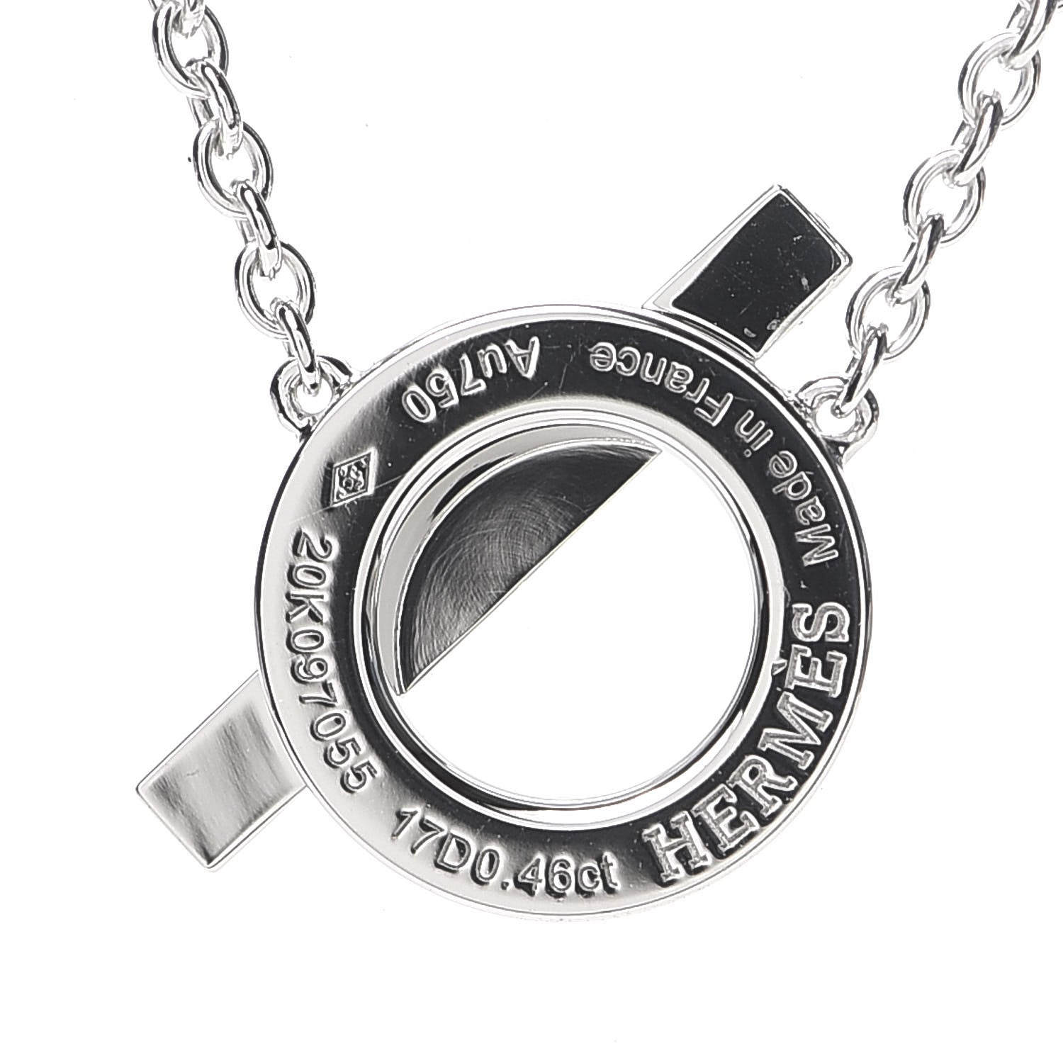 Hermes 18K White Gold Diamond Finesse Pendant Necklace 5 of 6