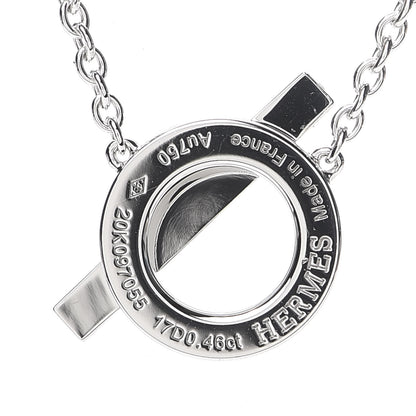 Hermes 18K White Gold Diamond Finesse Pendant Necklace 5 of 6