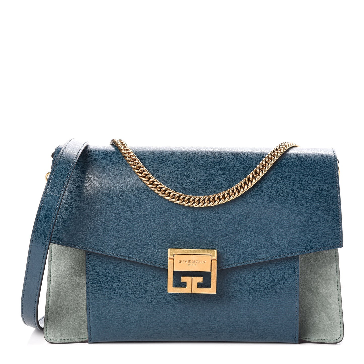 Goatskin Suede Medium GV3 Flap Blue Pistachio