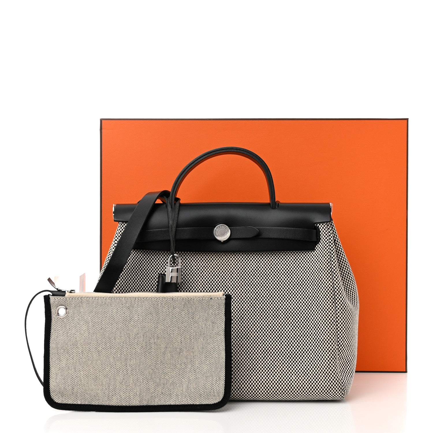 Hermes Vache Hunter Criss Viking Herbag Zip Retourne 31 PM Ecru Black 12 of 12