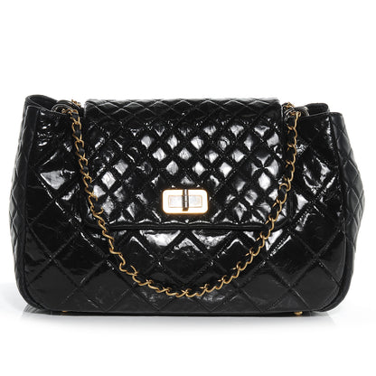 Chanel Glazed Crinkled Large East West Flap Black 1 of 8