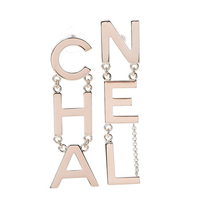 Chanel Metal Cha-Nel Logo Drop Earrings Gold 1 of 5