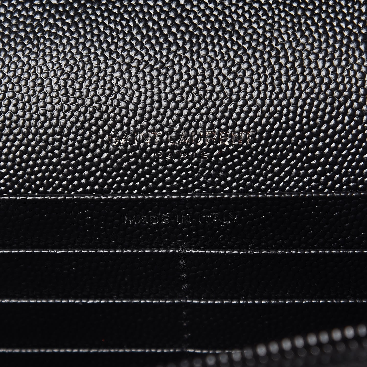 Saint Laurent Grain De Poudre Matelasse Chevron Monogram Chain Wallet Black 7 of 14