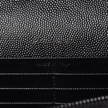Saint Laurent Grain De Poudre Matelasse Chevron Monogram Chain Wallet Black 7 of 14