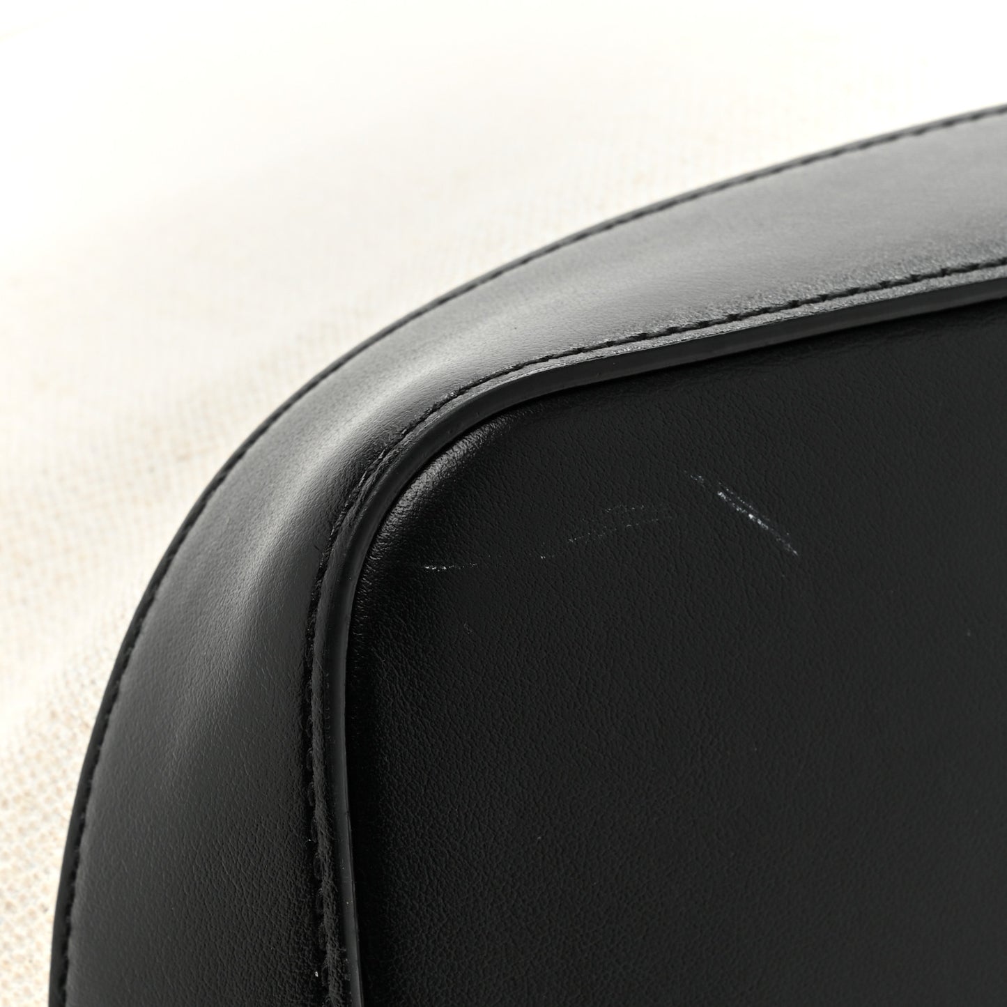 Canvas Calfskin Teddy Drawstring Shopping Tote White Black