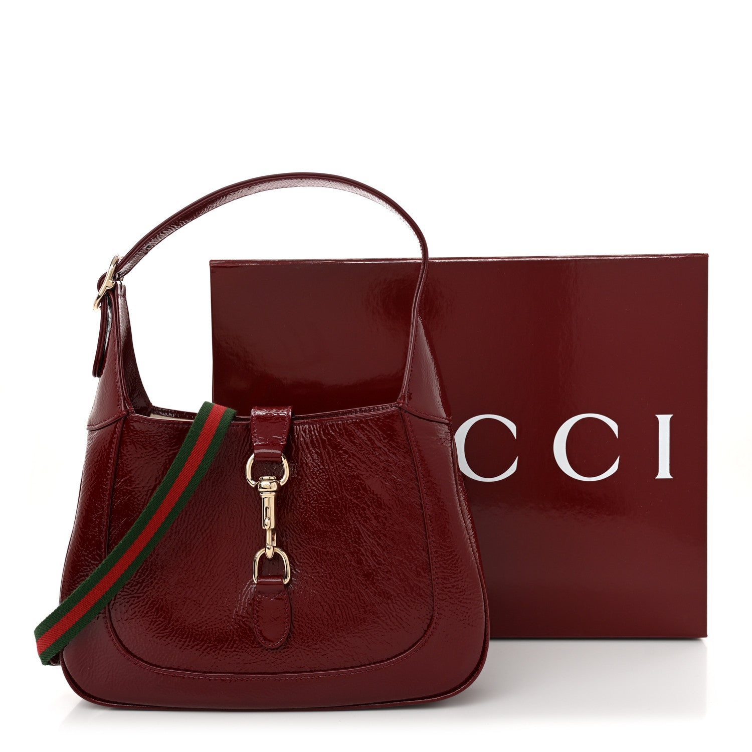 Gucci Patent Calfskin Small Jackie Shoulder Bag Rosso 12 of 12