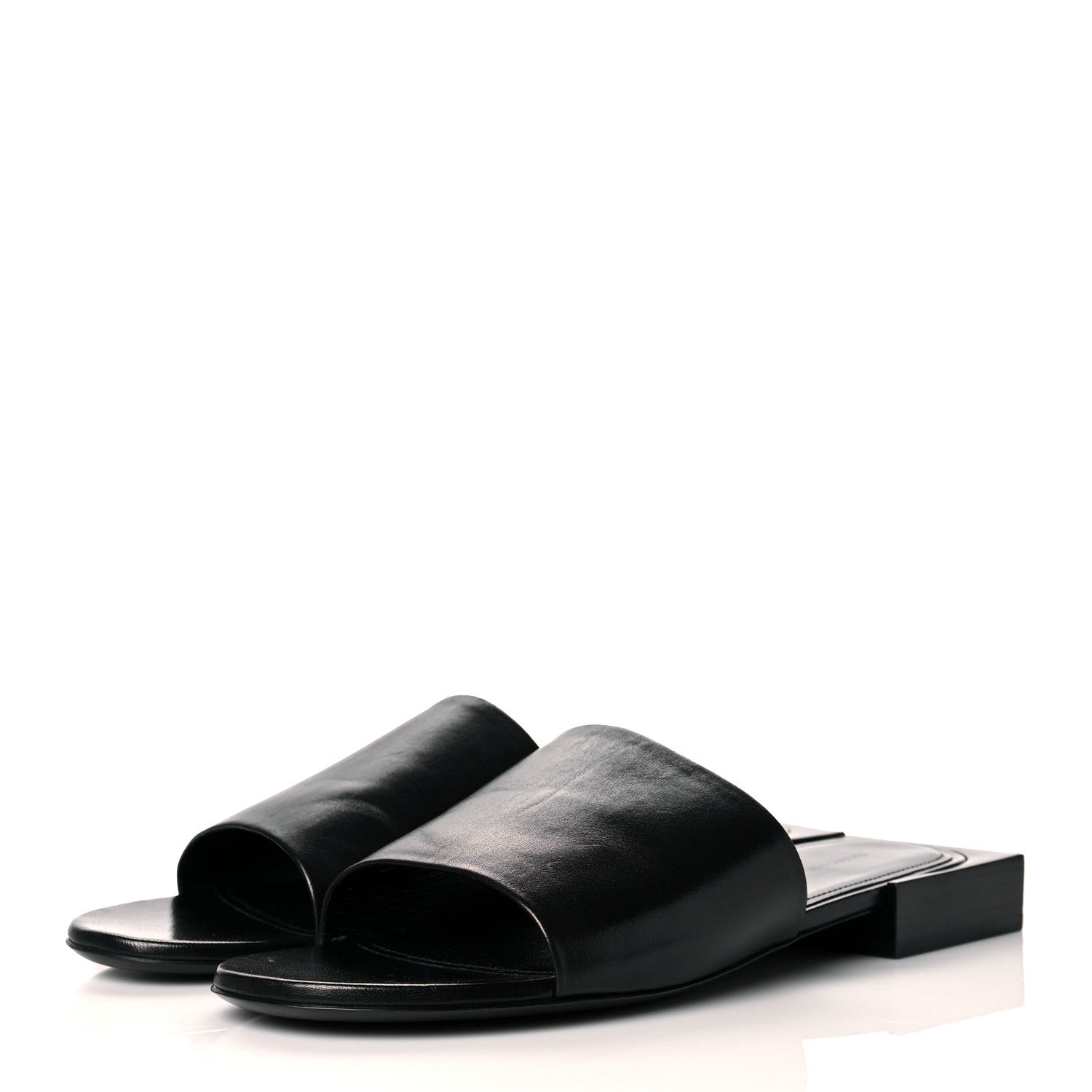Balenciaga Shiny Smooth Sheepskin Box Flat Sandals 41 Black 4 of 11