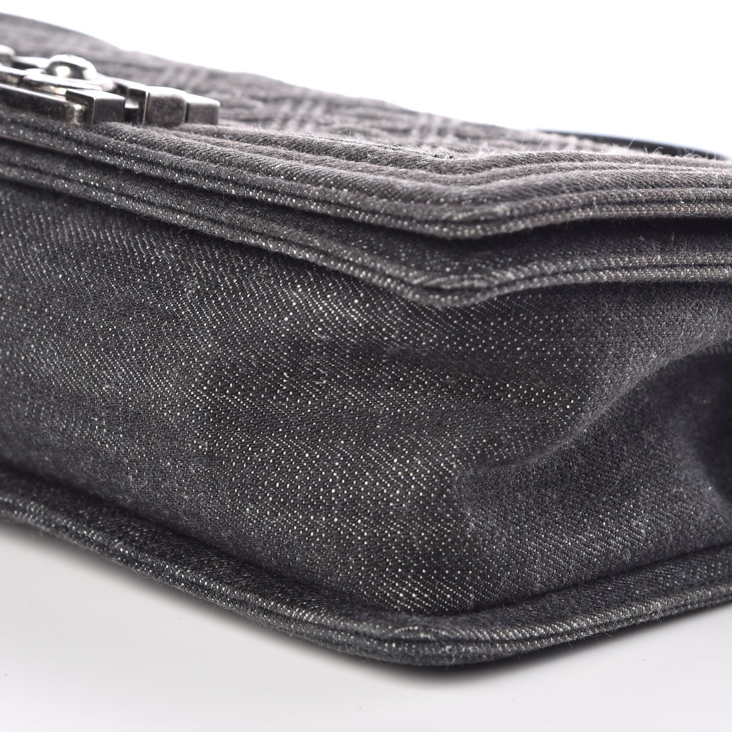 Denim Quilted Medium Boy Flap Black