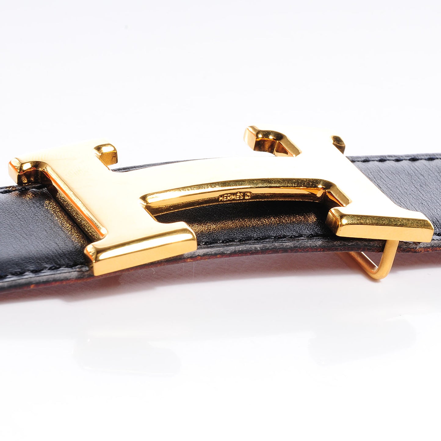 Box Courchevel Reversible Polished Gold Constance 32mm H Belt 90 Noir Gold