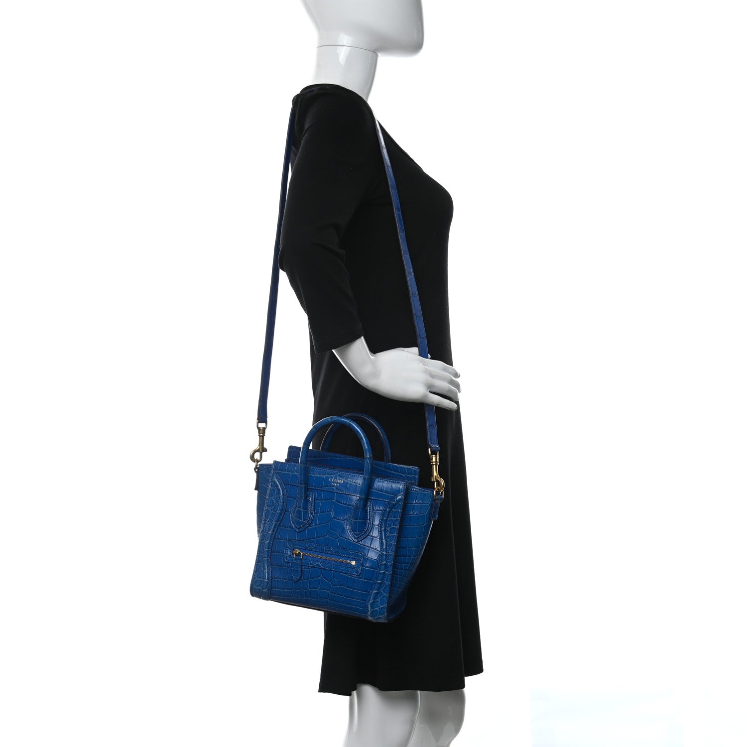 Celine Crocodile Nano Luggage Blue 2 of 8