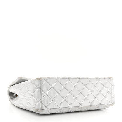 Chanel Metallic Lambskin Quilted Maxi Single Flap Silver 4 of 11