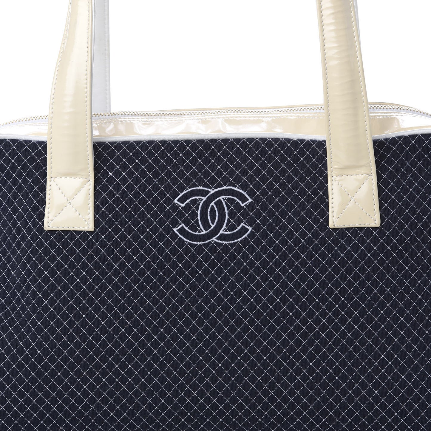 Patent Jersey Quilted Bowler Navy Blue