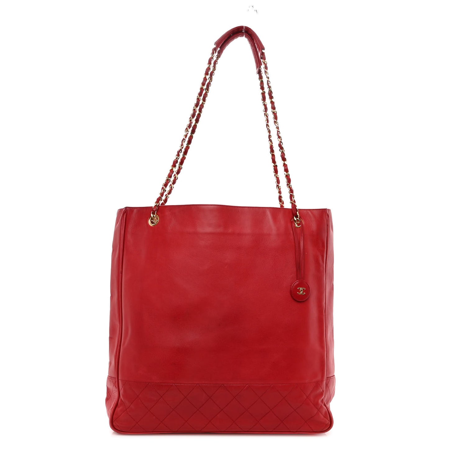 Lambskin Quilted Tote Red
