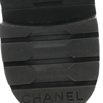 Chanel Shiny Lambskin Calfskin Quilted Lace Up Combat Boots 39.5 Beige Black 7 of 11