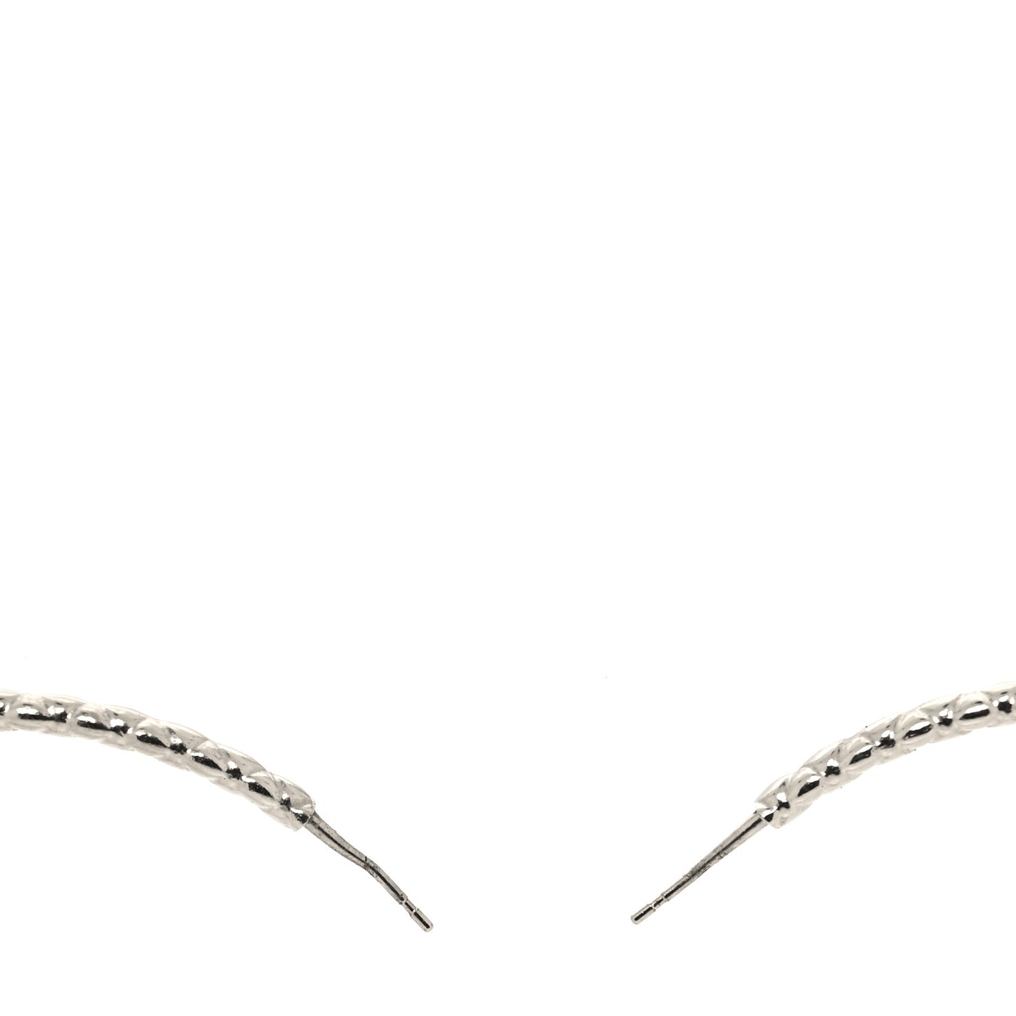 Metal Quilt CC Hoop Earrings Silver