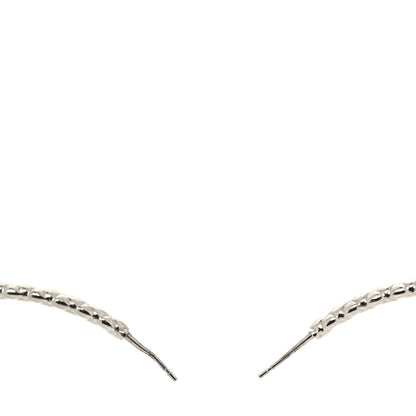 Chanel Metal Quilt CC Hoop Earrings Silver 3 of 5