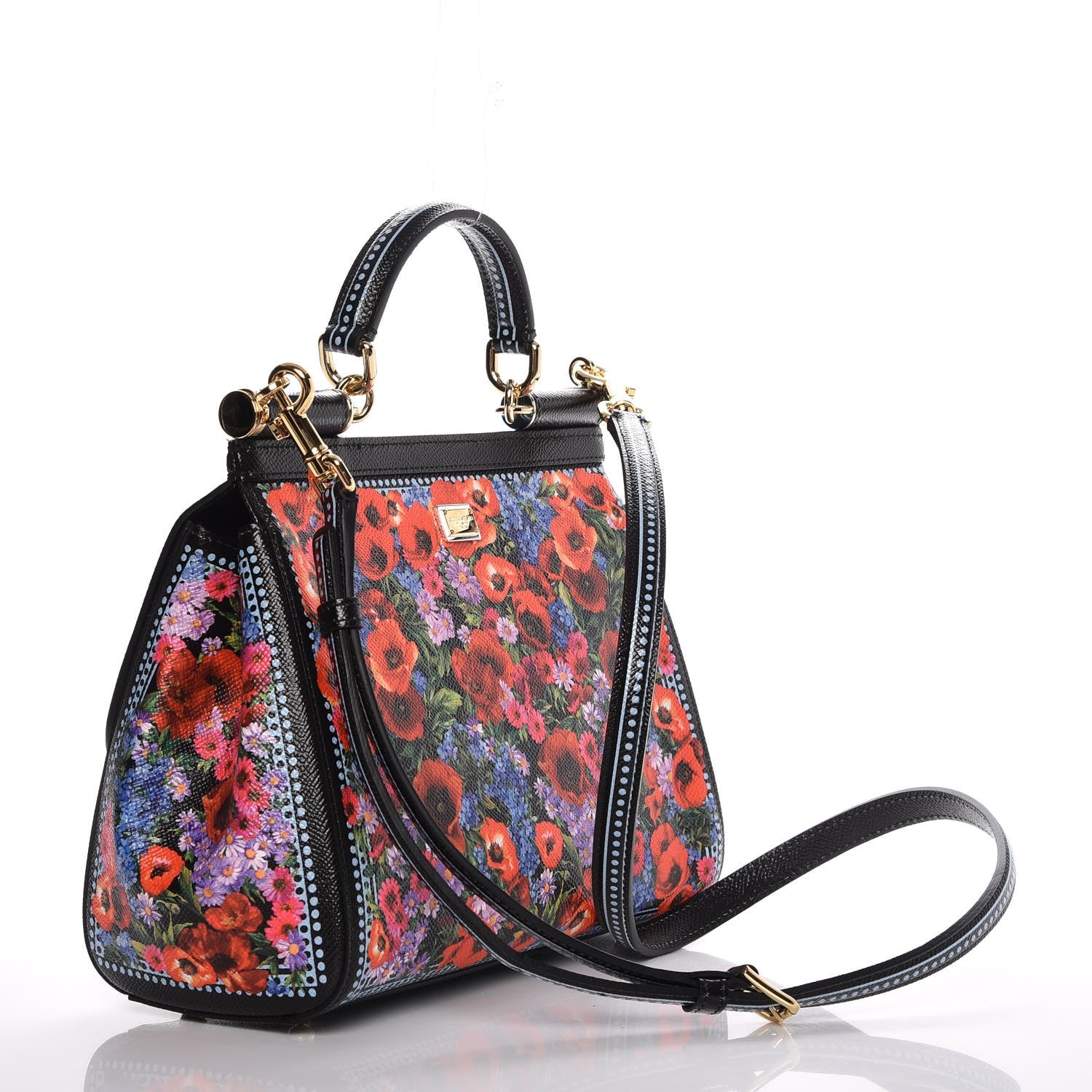 Dolce & Gabbana Dauphine Floral Print Medium Miss Sicily Satchel Black 4 of 10