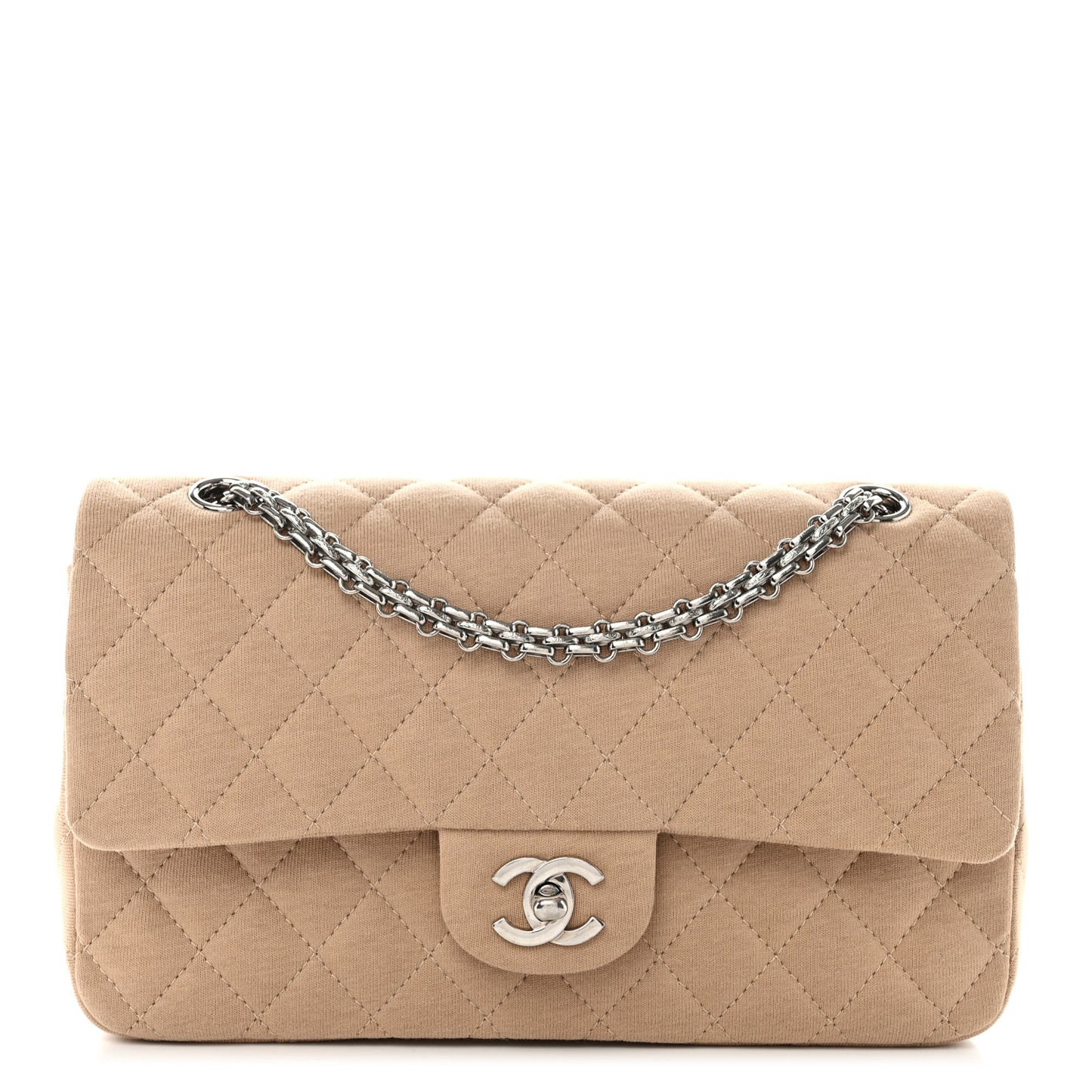 Jersey Quilted Small Double Flap Beige