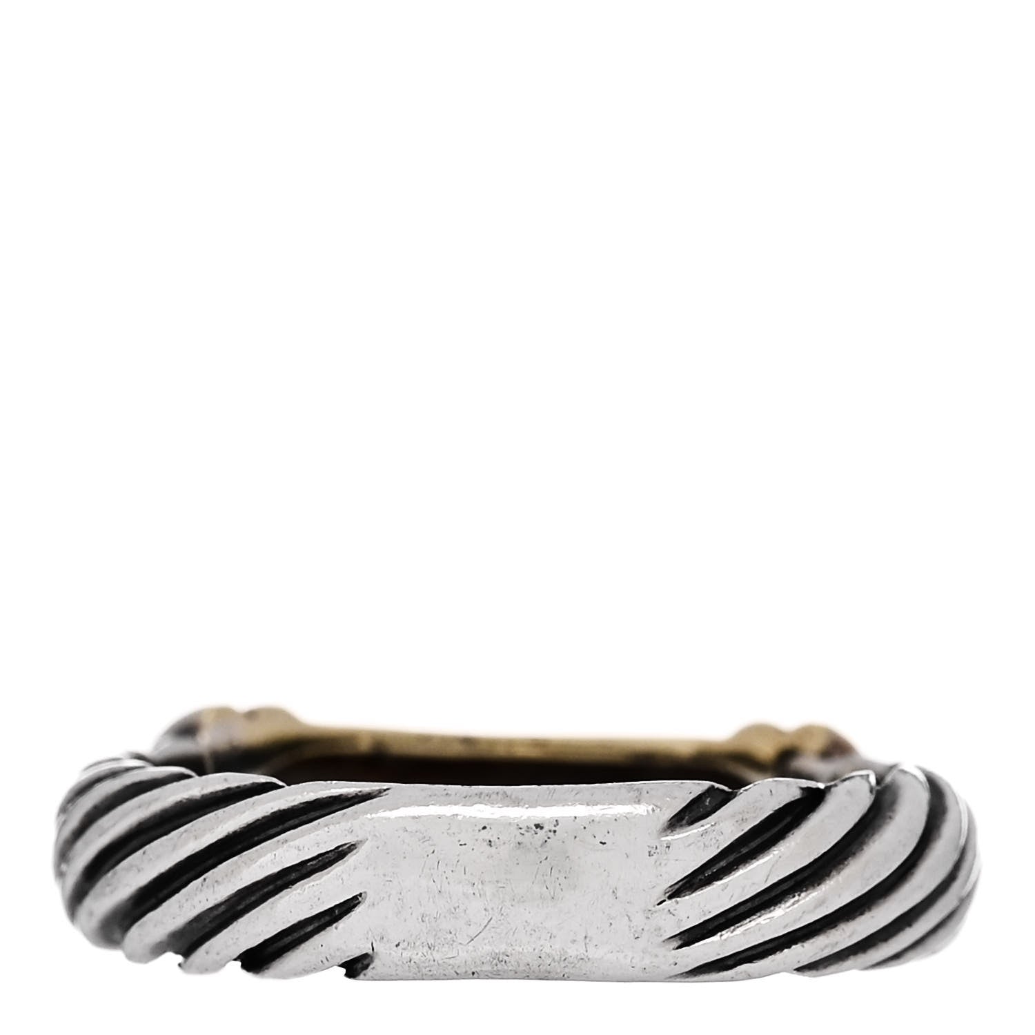 David Yurman Sterling Silver 14K Yellow Gold 3 Diamond Metro Cable Ring 53 6.5 3 of 5