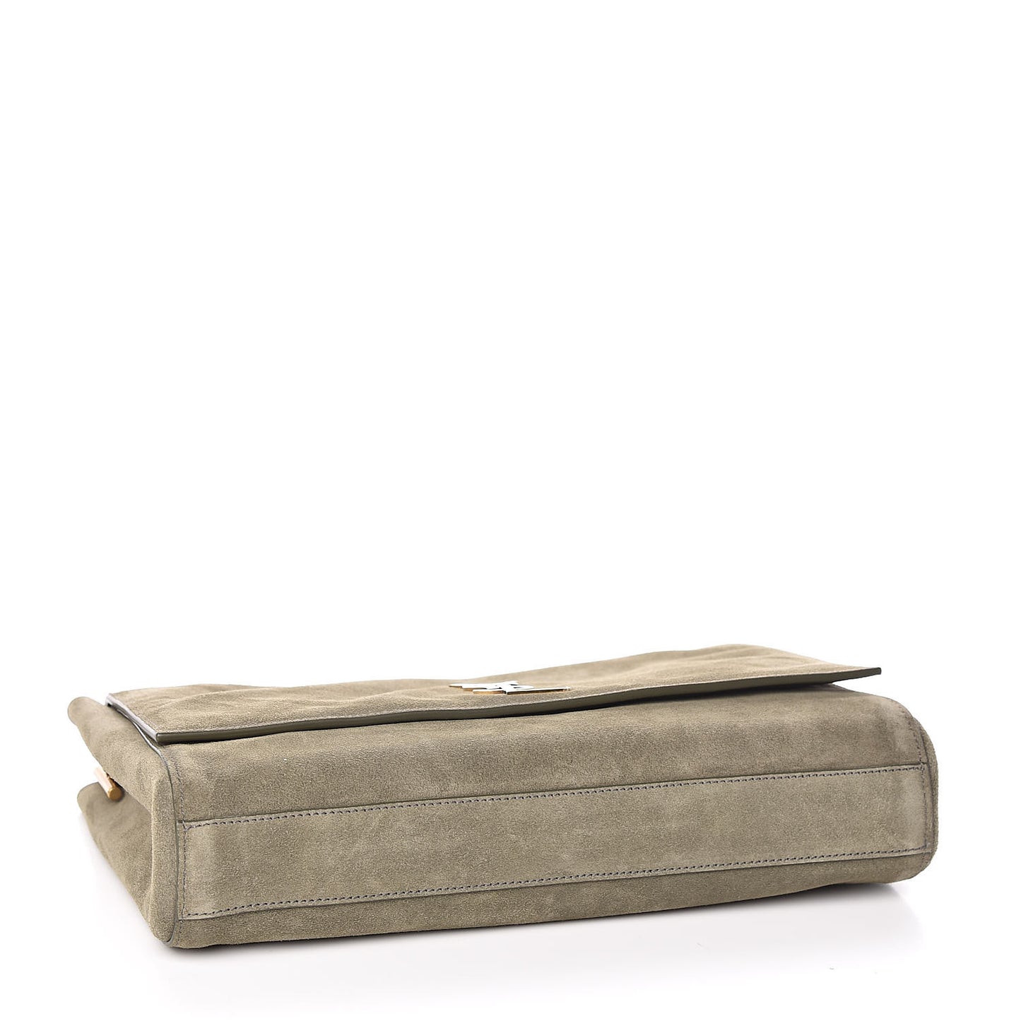 Smooth Calfskin Suede Medium Reversible Monogram Kate Satchel Olive