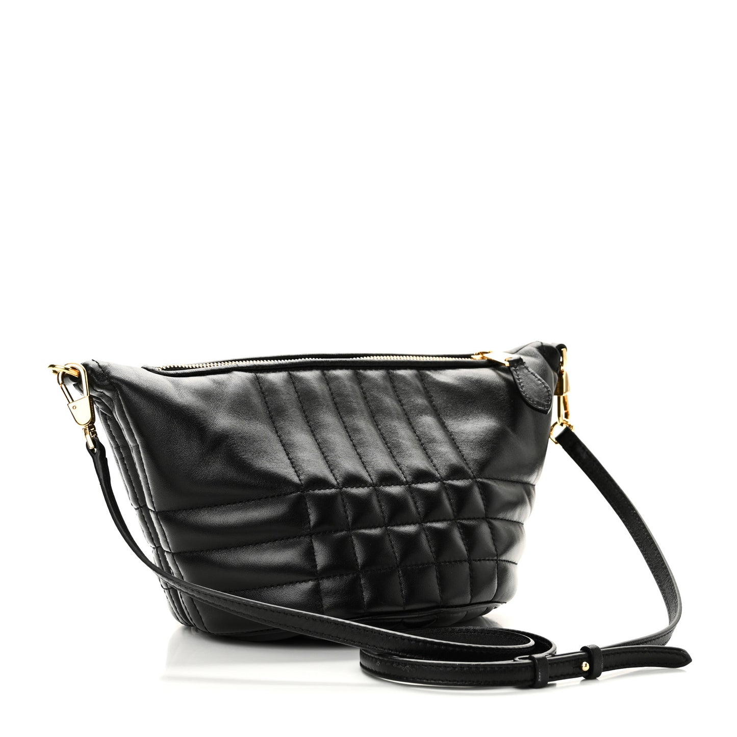 Lambskin Quilted Small Crescent Lola Bag Black