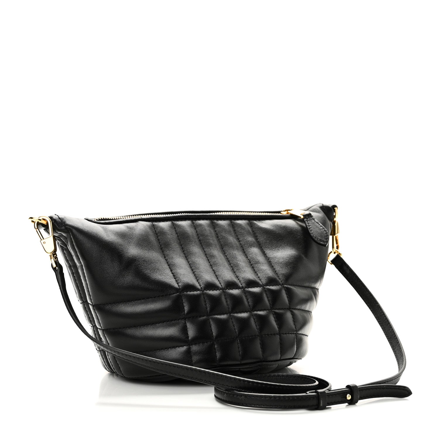 Burberry Lambskin Quilted Small Crescent Lola Bag Black 3 of 9