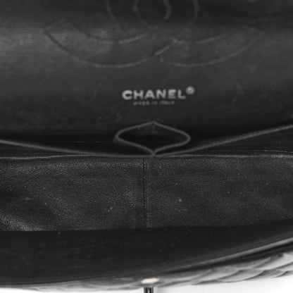 Chanel Shiny Distressed Calfskin Quilted Jumbo Double Flap So Black 6 of 12