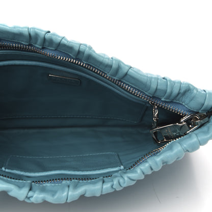 Prada Nappa Gaufre Ruched Clutch Turchese 7 of 9