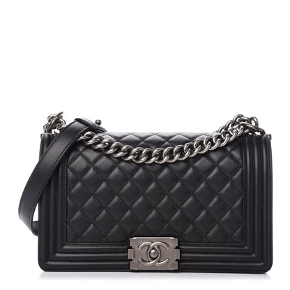 Chanel Lambskin Quilted Medium Boy Flap Black 1 of 12