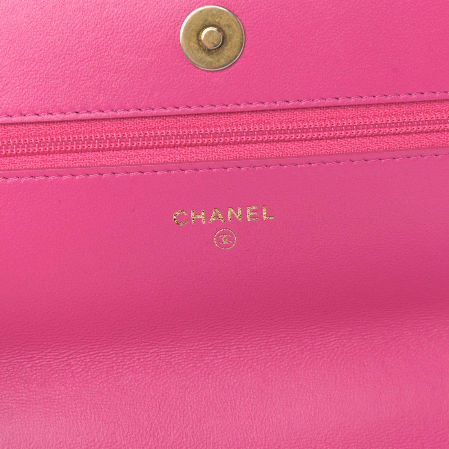 Wool Tweed Lambskin Quilted Chanel 19 Wallet On Chain WOC and Coin Purse Fuchsia