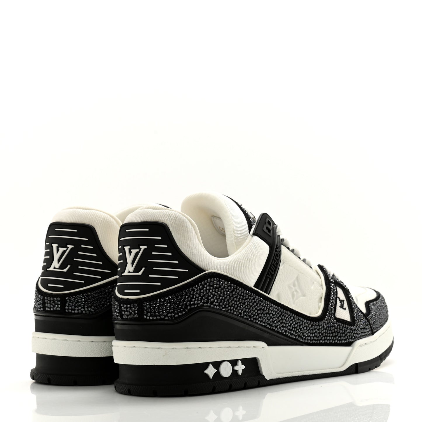 Calfskin Monogram Crystal Mens LV Trainer Sneakers 9.5 Black